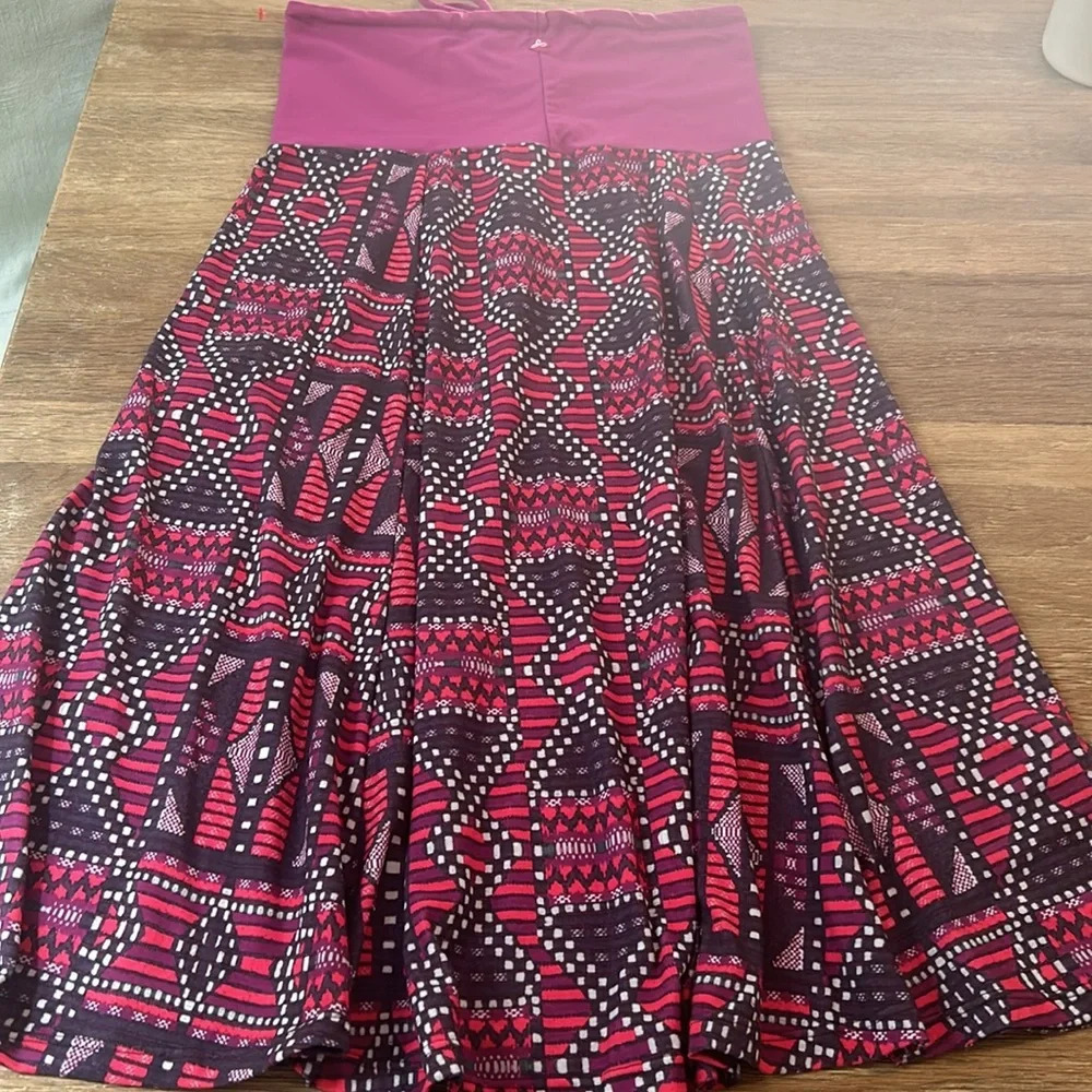 Prana USA Solana Convertible Halter Strapless Dress Geometric Magenta Large.